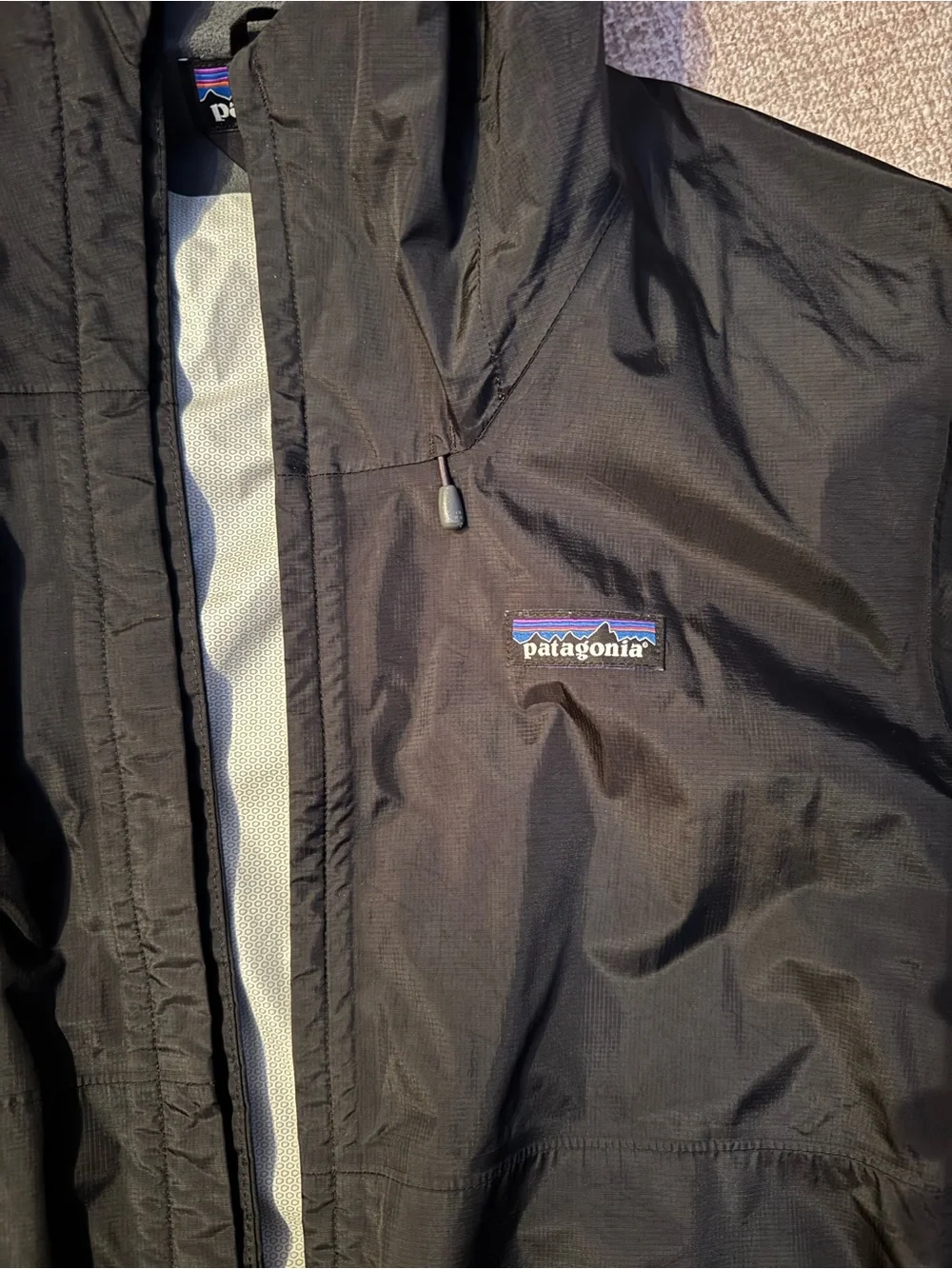 Patagonia Black Hooded Rain Shell Jacket